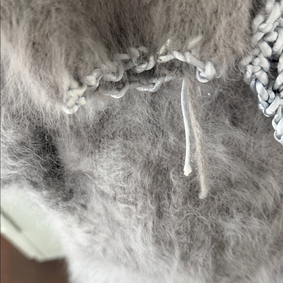 Soft Fuzzy Gray 💯 angora Cardigan, hand knitted - Picture 7 of 16
